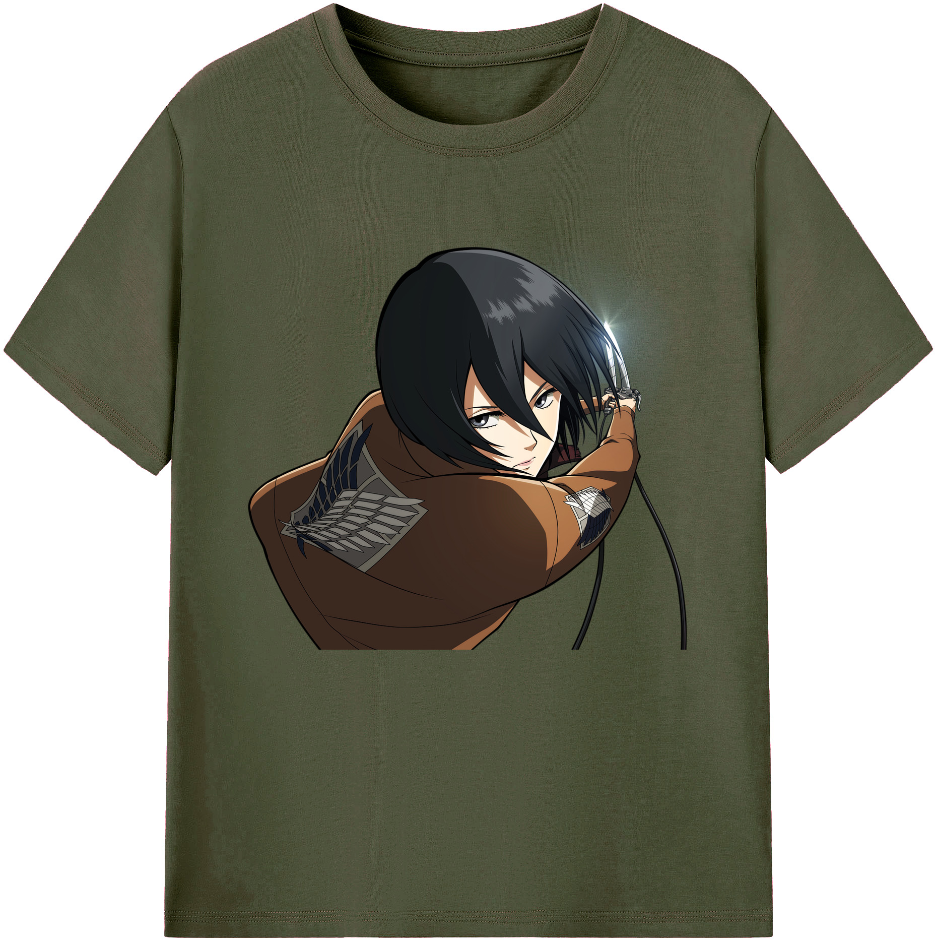 （画像用） 進撃の巨人 ミカサ·アッカーマン Attack on Titan Mikasa Ackerman 綿100％ メンズ半袖Tシャツ｜肌触りやわらか＆通気性